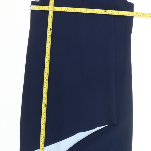 Next Women’s Blue Sheath Dress Size 6 Sleeveless V-Neck Asymmetric