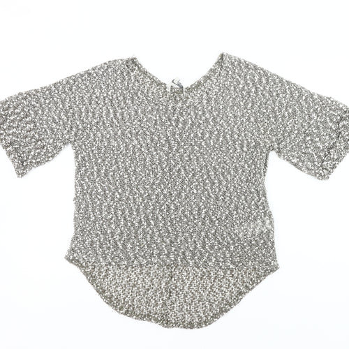 Peacocks Womens Grey Open-Knit Pullover Jumper Size 10