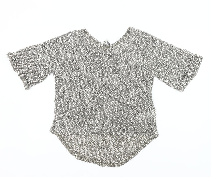 Peacocks Womens Grey Open-Knit Pullover Jumper Size 10