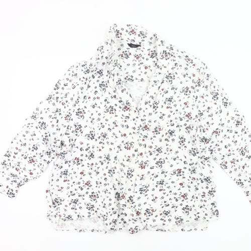 M&Co Womens White Floral Button-Up Shirt Size 20 Viscose Blouse