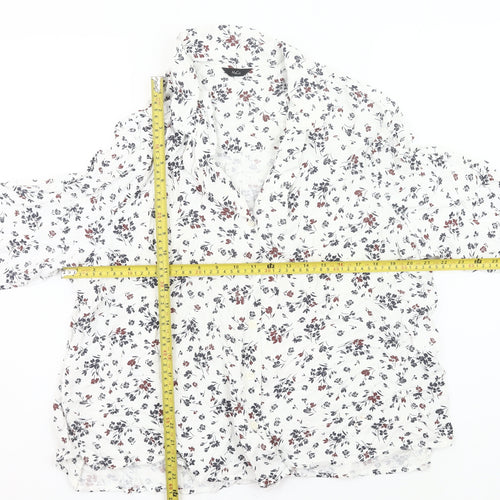 M&Co Womens White Floral Button-Up Shirt Size 20 Viscose Blouse