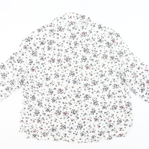 M&Co Womens White Floral Button-Up Shirt Size 20 Viscose Blouse
