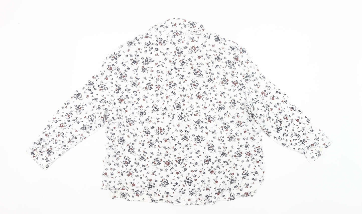 M&Co Womens White Floral Button-Up Shirt Size 20 Viscose Blouse