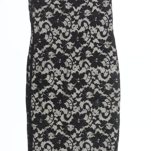 New Look Women's Black Lace Sheath Dress UK12 Sleeveless Scoop Neck Formal