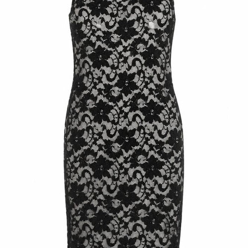 New Look Women's Black Lace Sheath Dress UK12 Sleeveless Scoop Neck Formal