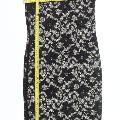 New Look Women's Black Lace Sheath Dress UK12 Sleeveless Scoop Neck Formal