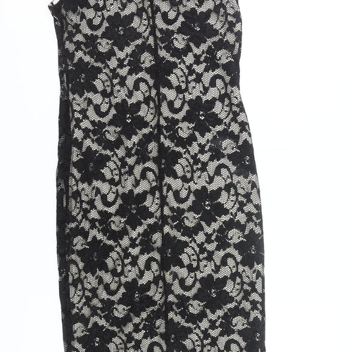 New Look Women's Black Lace Sheath Dress UK12 Sleeveless Scoop Neck Formal