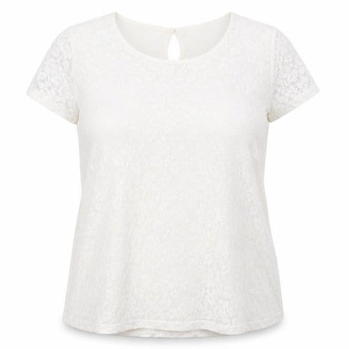 M&Co Womens Ivory Lace Floral Blouse Size 20 Short Sleeve