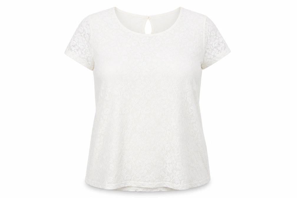 M&Co Womens Ivory Lace Floral Blouse Size 20 Short Sleeve
