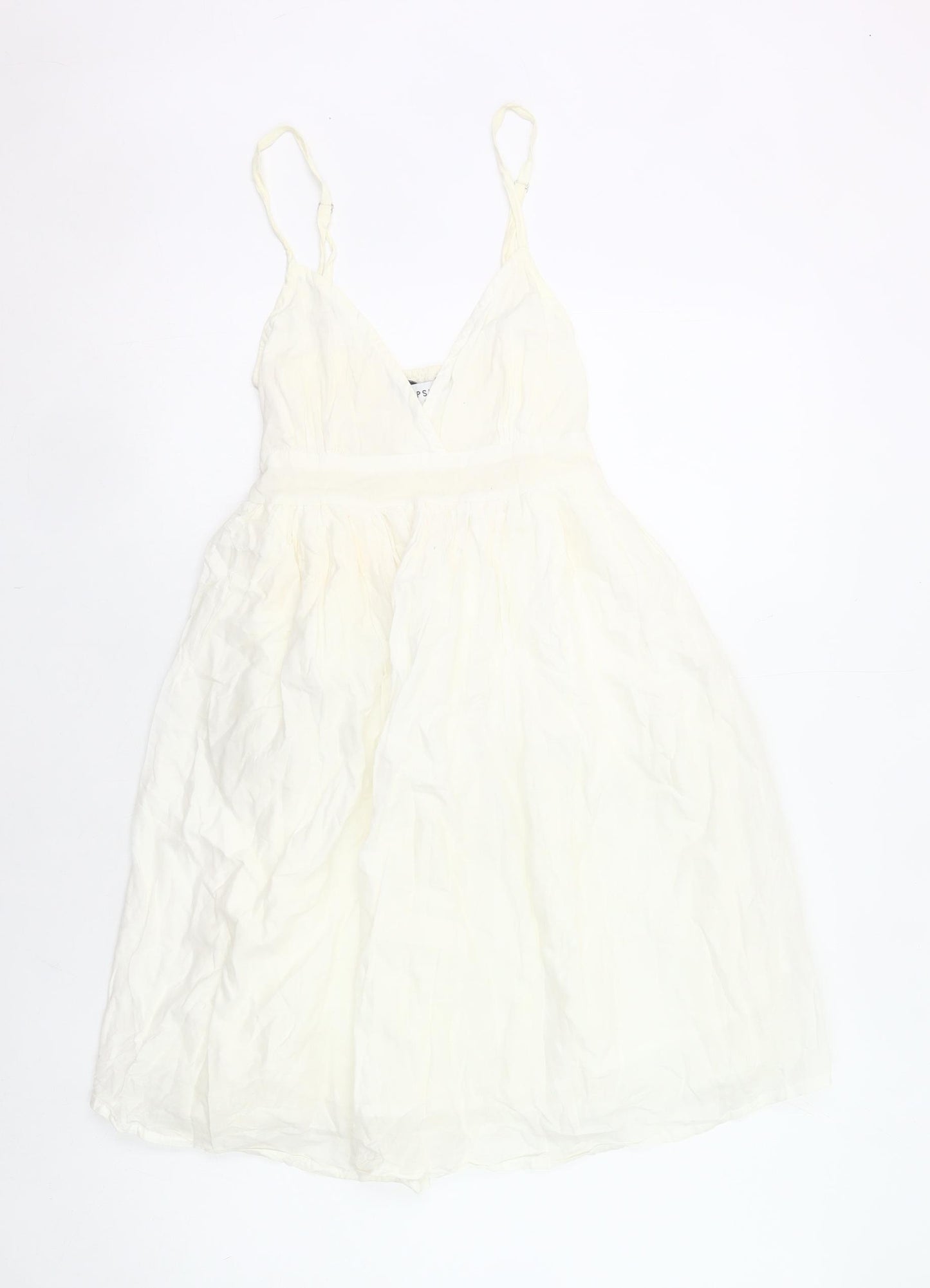 Topshop Women Ivory Size 8 Slip Dress V-Neck Knee Length Casual
