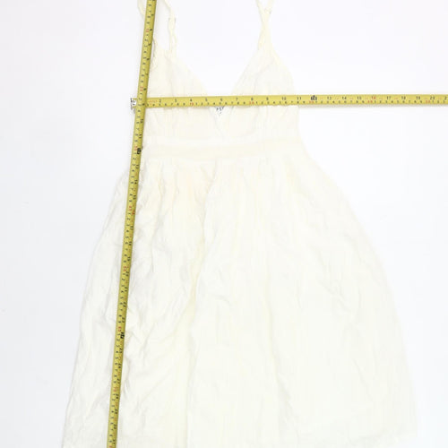 Topshop Women Ivory Size 8 Slip Dress V-Neck Knee Length Casual