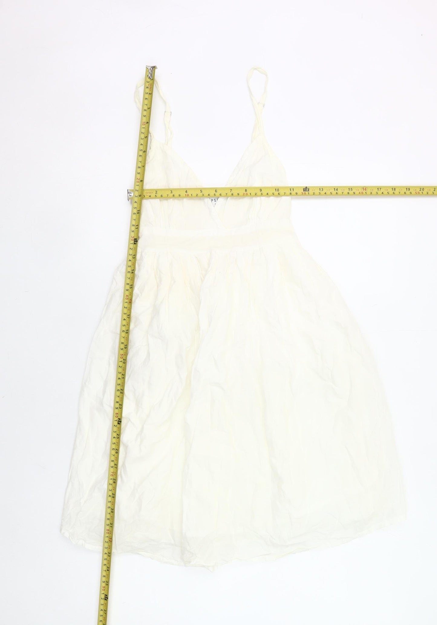 Topshop Women Ivory Size 8 Slip Dress V-Neck Knee Length Casual