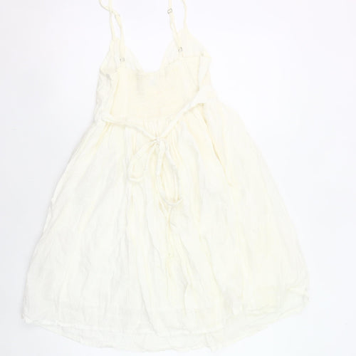 Topshop Women Ivory Size 8 Slip Dress V-Neck Knee Length Casual