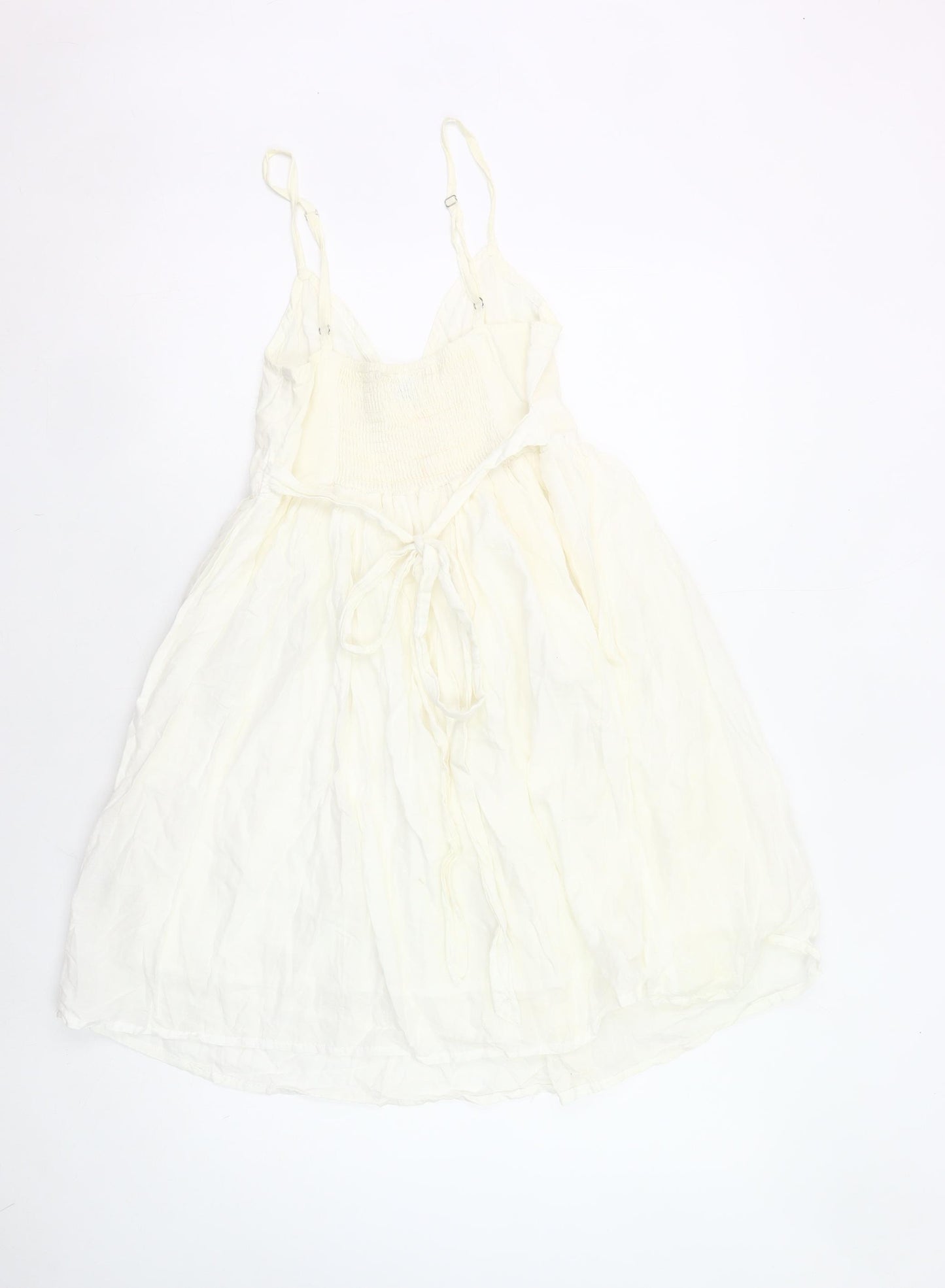 Topshop Women Ivory Size 8 Slip Dress V-Neck Knee Length Casual