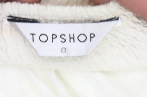 Topshop Women Ivory Size 8 Slip Dress V-Neck Knee Length Casual