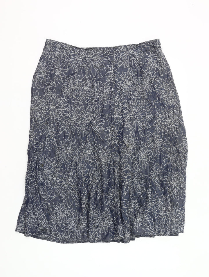 Marks and Spencer Women’s Blue Floral A-Line Midi Skirt UK 20