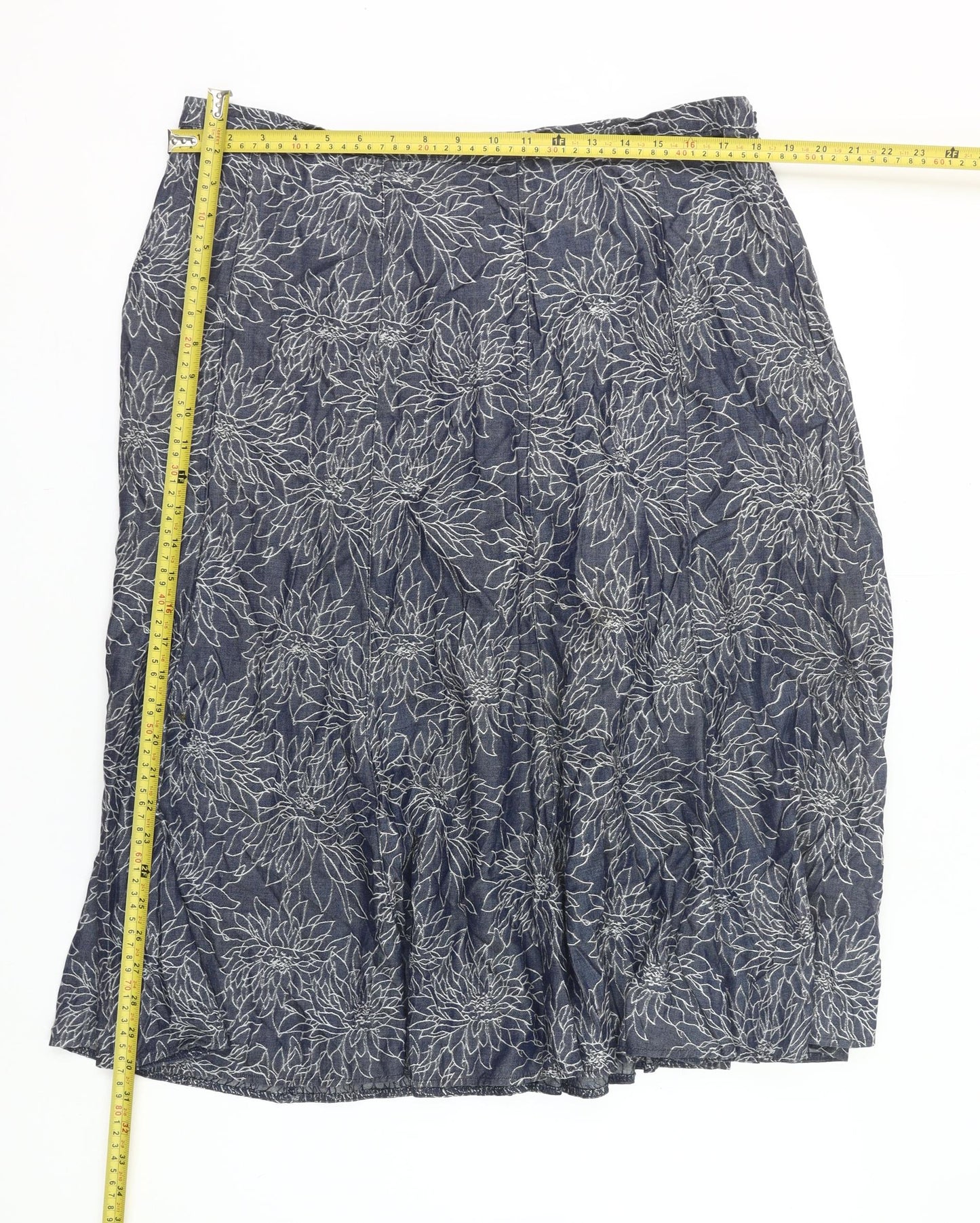 Marks and Spencer Women’s Blue Floral A-Line Midi Skirt UK 20