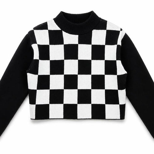 H&M Girls Black White Check Jumper 11-12Y Long Sleeve Knit Pullover