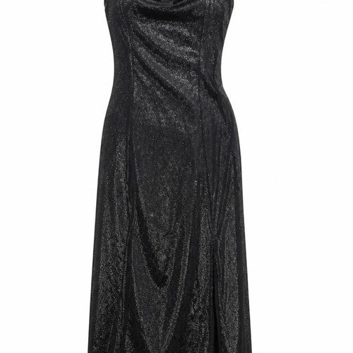 H&M Women Black XS Glitter Slip Midi Dress Party Clubwear
