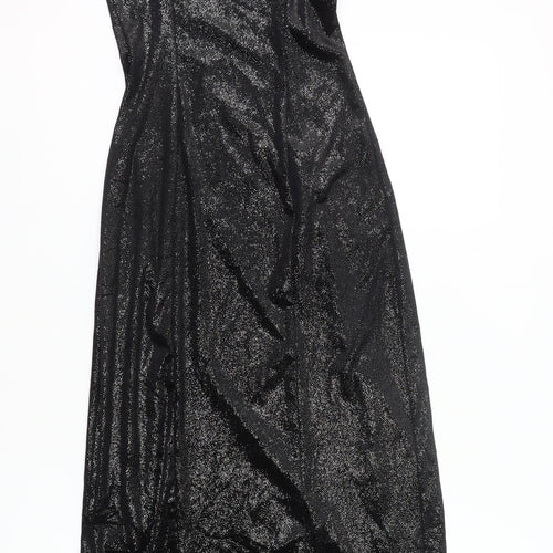 H&M Women Black XS Glitter Slip Midi Dress Party Clubwear