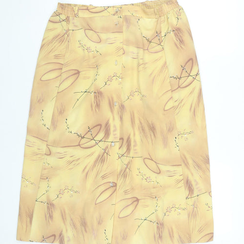 Fantom Womens Yellow Floral A-Line Knee Length Skirt 2XL Viscose