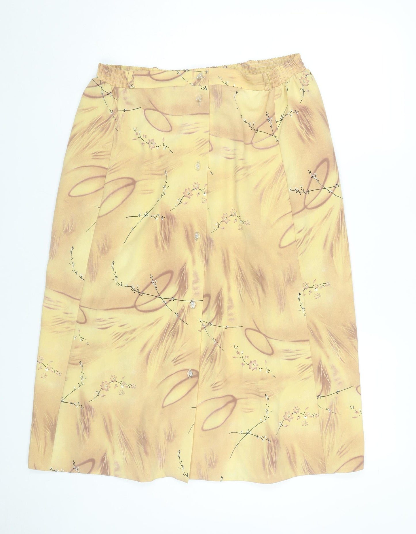 Fantom Womens Yellow Floral A-Line Knee Length Skirt 2XL Viscose