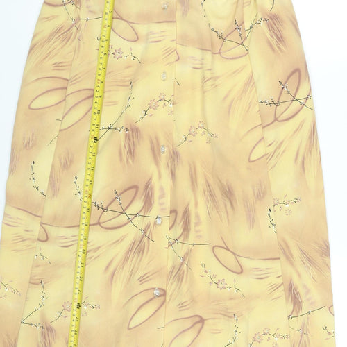 Fantom Womens Yellow Floral A-Line Knee Length Skirt 2XL Viscose