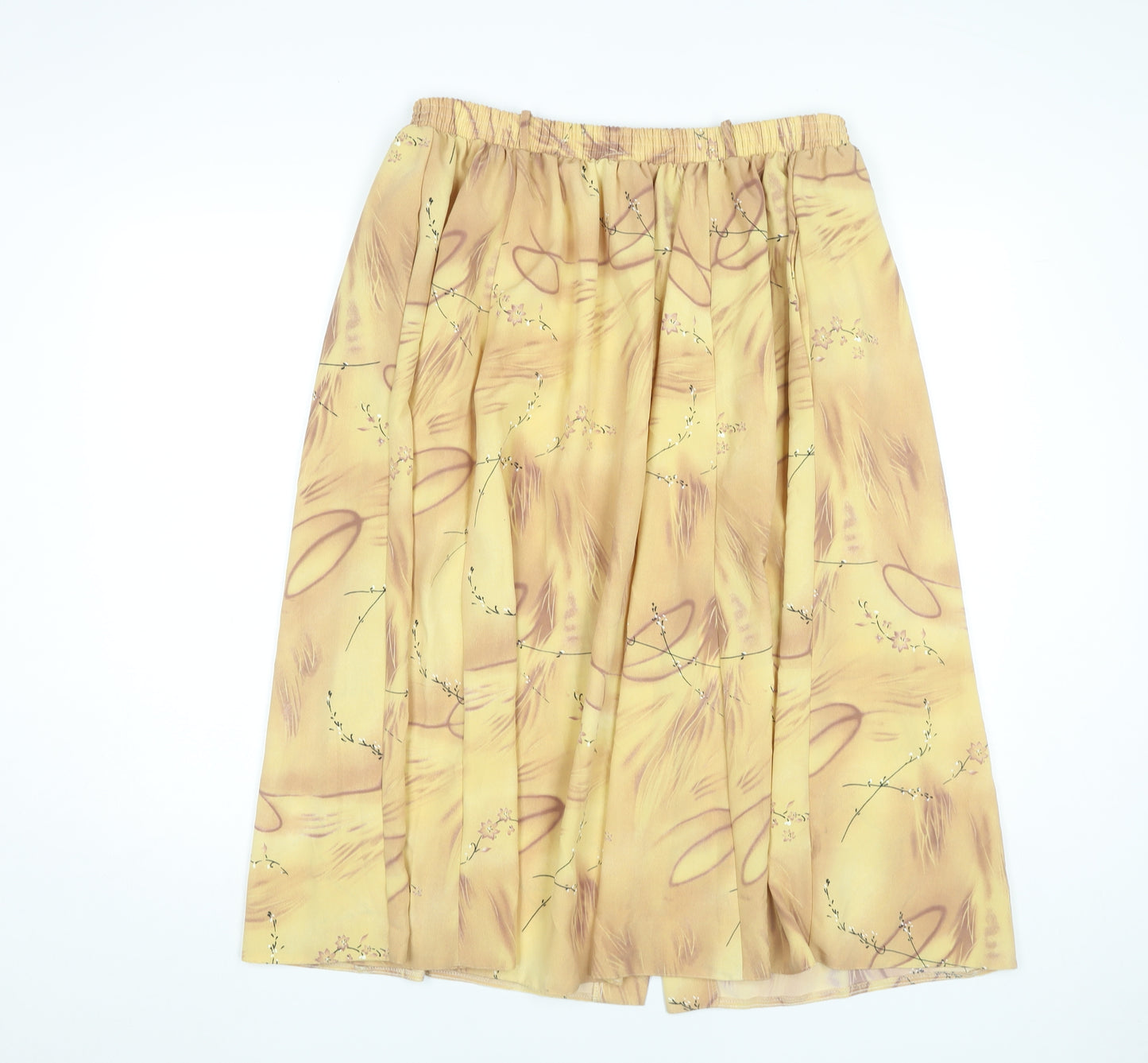 Fantom Womens Yellow Floral A-Line Knee Length Skirt 2XL Viscose