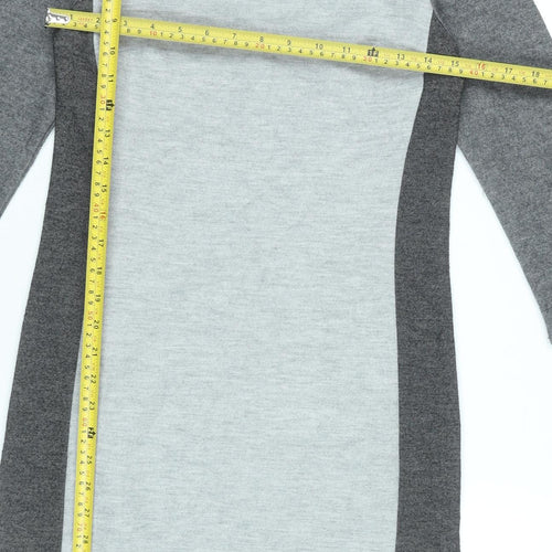 FWM Women’s Grey Colourblock Sheath Dress Size 10 Wool Blend