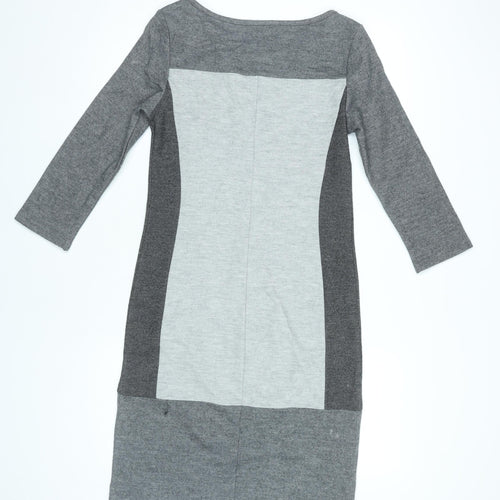 FWM Women’s Grey Colourblock Sheath Dress Size 10 Wool Blend