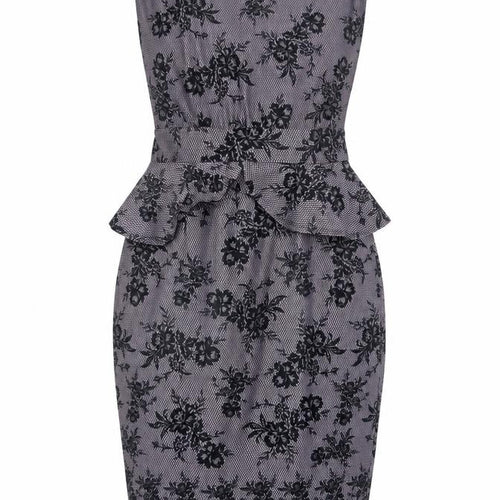 Dorothy Perkins Women’s Grey Floral Lace Peplum Pencil Dress Size 10