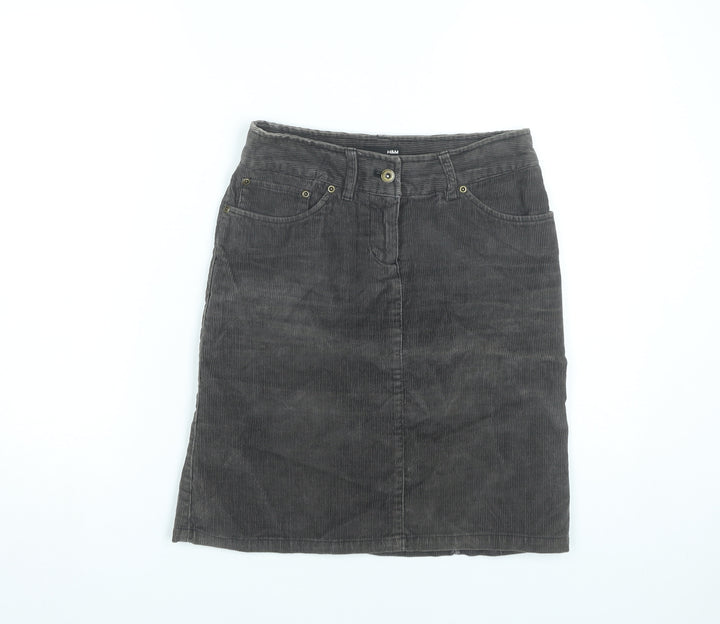 H&M Women’s Grey Corduroy Knee Length Skirt Size 6 Pencil Style