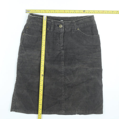 H&M Women’s Grey Corduroy Knee Length Skirt Size 6 Pencil Style