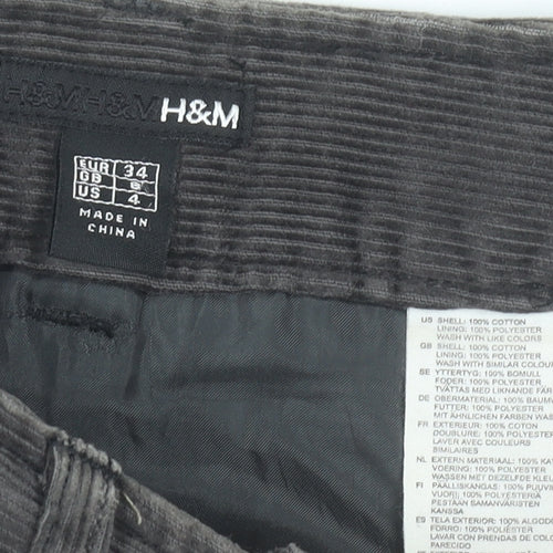 H&M Women’s Grey Corduroy Knee Length Skirt Size 6 Pencil Style