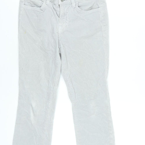 J Brand Women Grey Cropped Corduroy Slim Fit Trousers Size 10