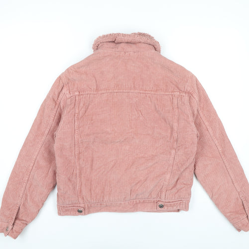 Topshop Women’s Pink Corduroy Sherpa Collar Jacket Size 6
