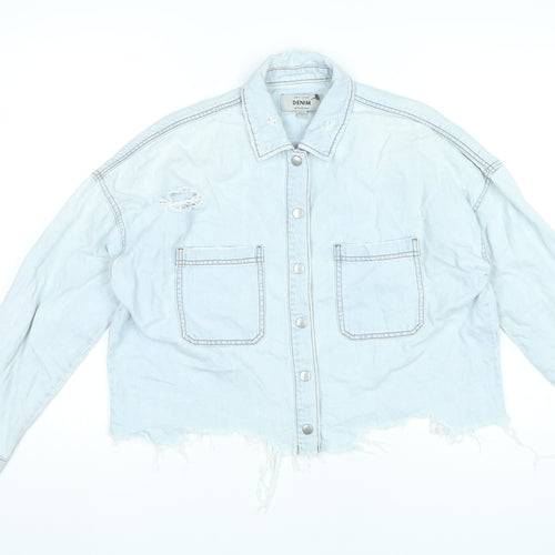 New Look Women’s Blue Denim Cropped Distressed Jacket Size 10