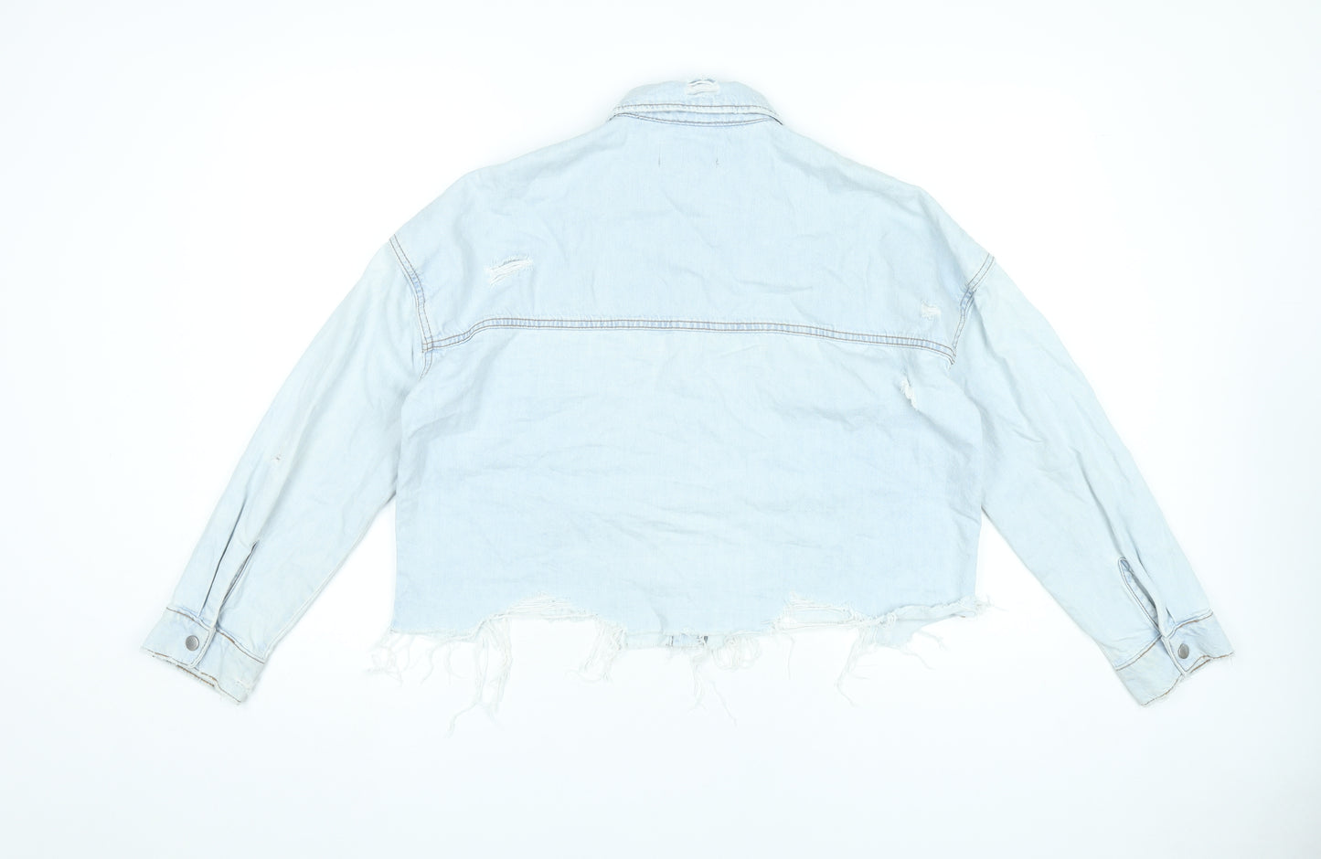 New Look Women’s Blue Denim Cropped Distressed Jacket Size 10