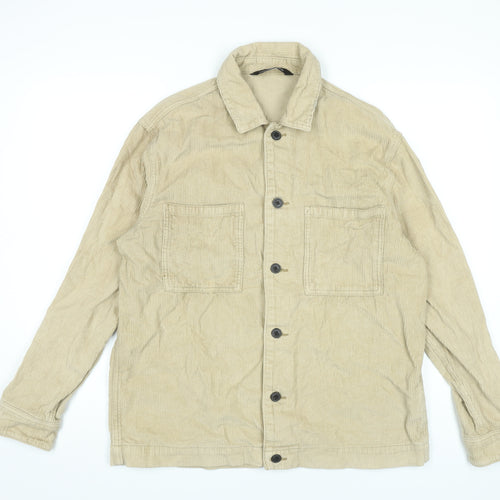 Bershka Men’s Beige Corduroy Relaxed Fit Jacket Size M