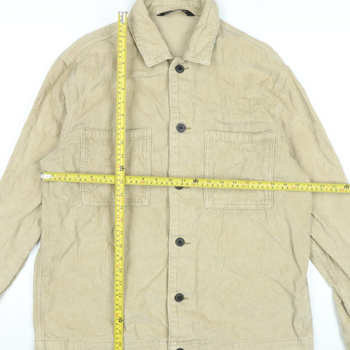 Bershka Men’s Beige Corduroy Relaxed Fit Jacket Size M