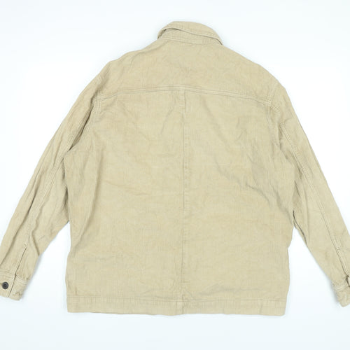 Bershka Men’s Beige Corduroy Relaxed Fit Jacket Size M