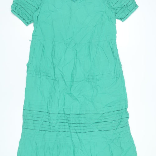 Marks and Spencer Per Una Womens Green Size 8 Midi A-Line Dress