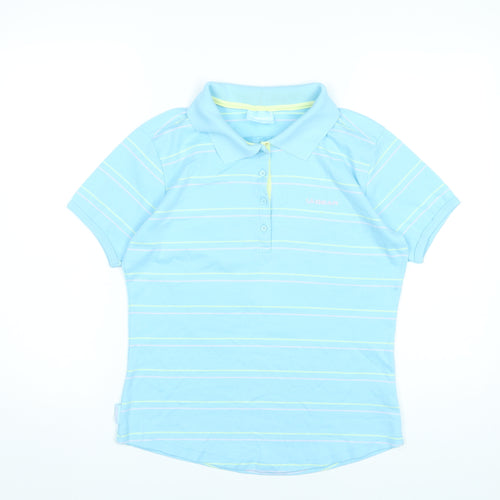 LA Gear Womens Blue Polo Shirt Size 16 Striped Short Sleeve Top