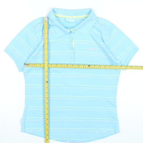 LA Gear Womens Blue Polo Shirt Size 16 Striped Short Sleeve Top