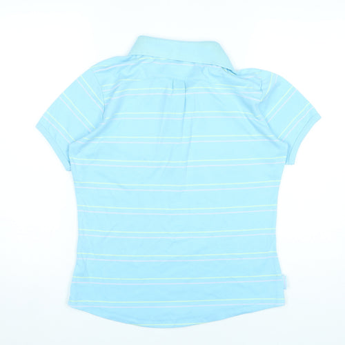LA Gear Womens Blue Polo Shirt Size 16 Striped Short Sleeve Top