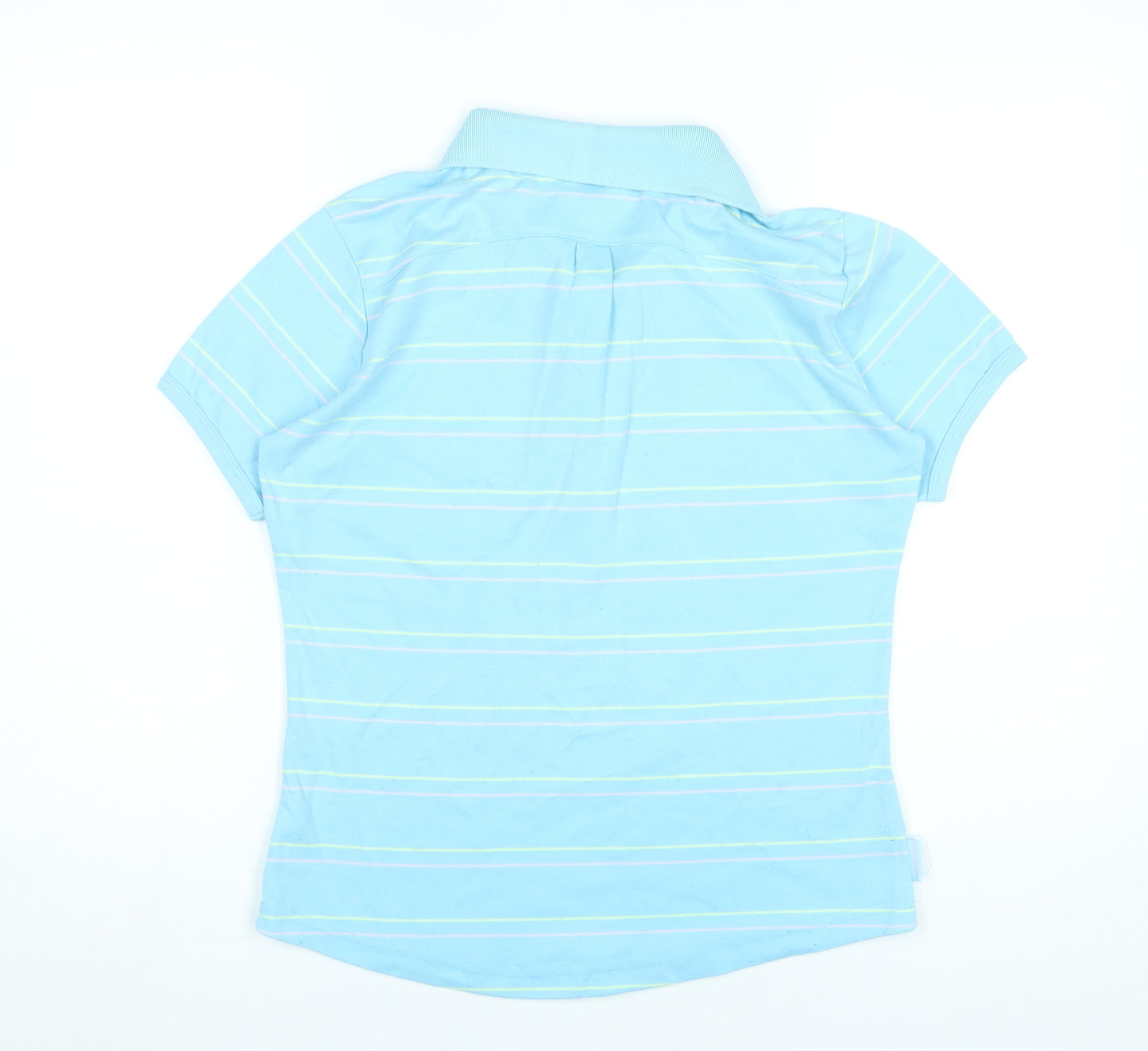 LA Gear Womens Blue Polo Shirt Size 16 Striped Short Sleeve Top