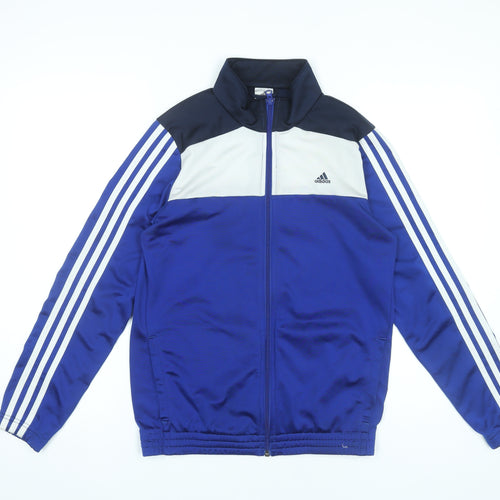 Adidas Boys Blue Track Jacket 14-15Y Full Zip Polyester Sportswear