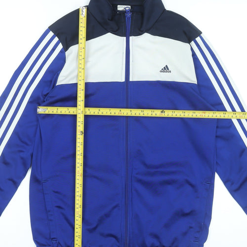 Adidas Boys Blue Track Jacket 14-15Y Full Zip Polyester Sportswear