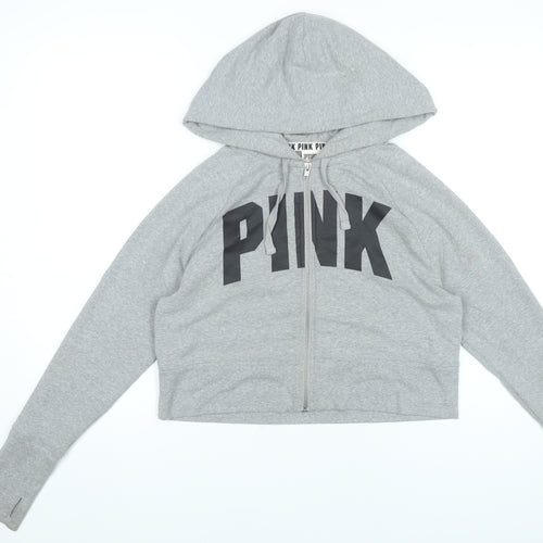 Victoria's Secret PINK Womens Grey XS Full Zip Hoodie Sweatshirt