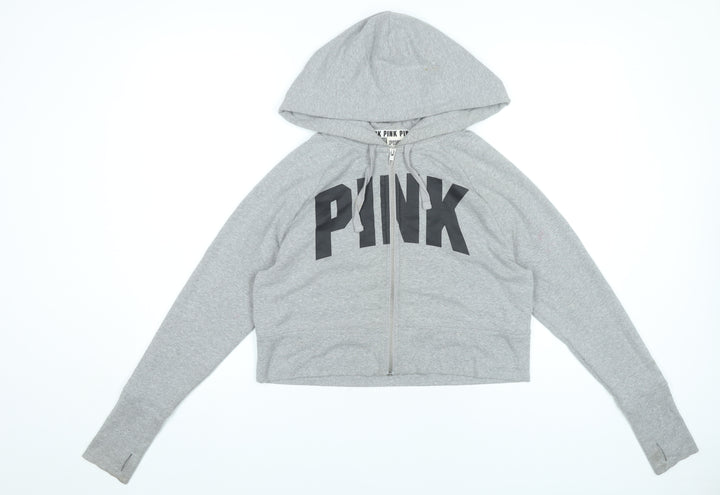 Victoria's Secret PINK Womens Grey XS Full Zip Hoodie Sweatshirt